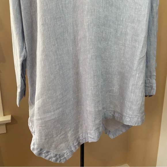 3/$20 Christian Siriano New York designer 100% linen v neck long sleeve top - Picture 4 of 11